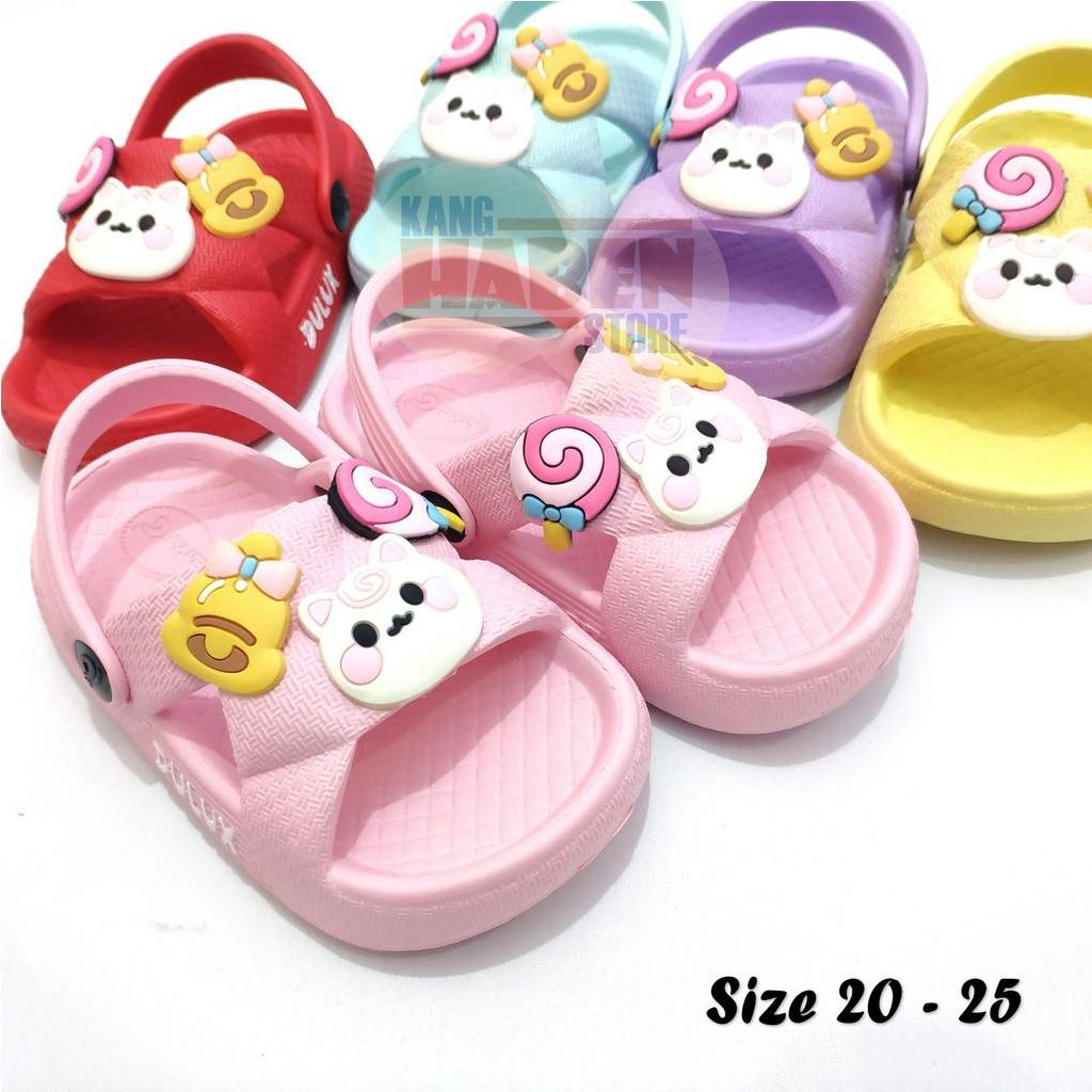 Habenkids - Sandal Kokop Tali Anak Bayi Balita Cewek Karakter Kucing Bahan EVA 20-25