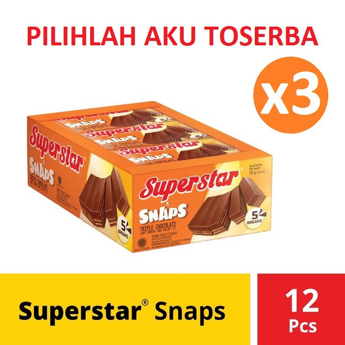 SUPERSTAR SNAPS TRIPLE CHOCOLATE - (HARGA PAKET ISI 3 BOX)