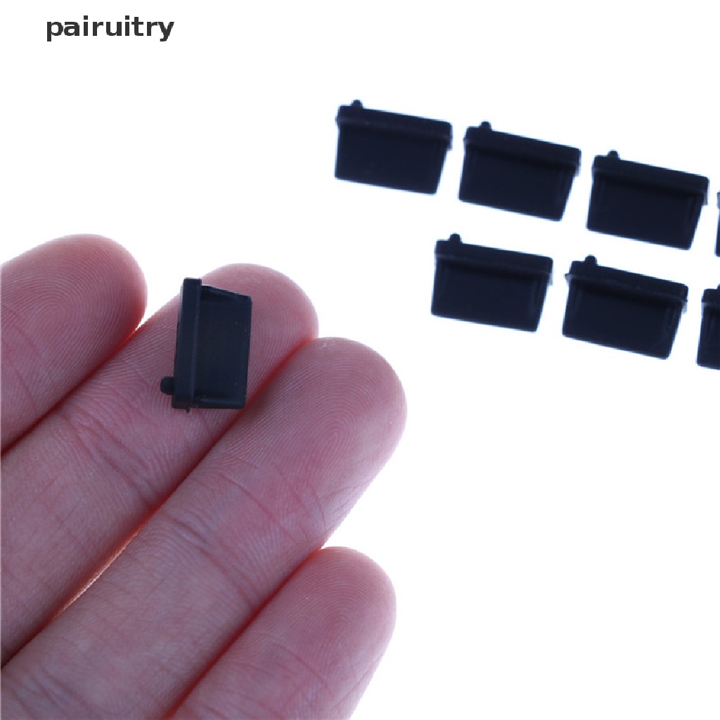 Prt 10pcs Cover Plug USB Tipe A Female Anti Debu Bahan Karet Warna Hitam PRT