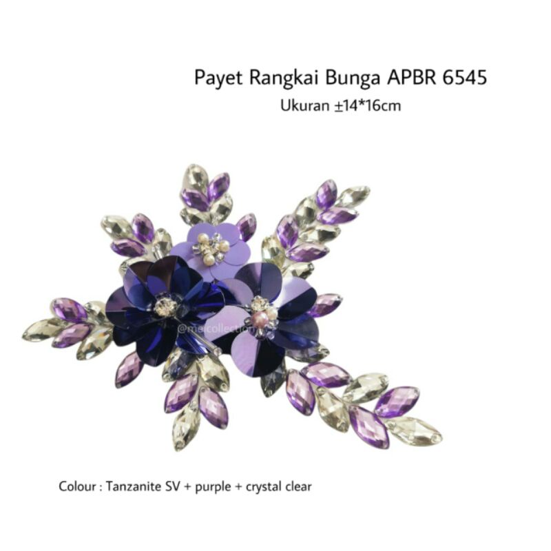 payet rangkai mutiara permata pinggang lengan bahu selendang kebaya wisuda bunga 3d APBR 6545 tanzan