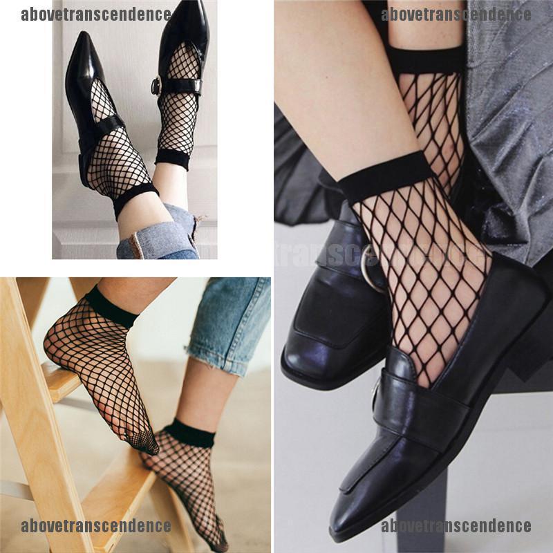 1 Pasang Kaos  Kaki  Wanita Model Ruffle dengan Bahan Jaring 