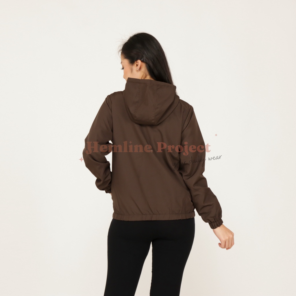 Aima Jaket Brown - Jaket Parasut Hoodie Wanita