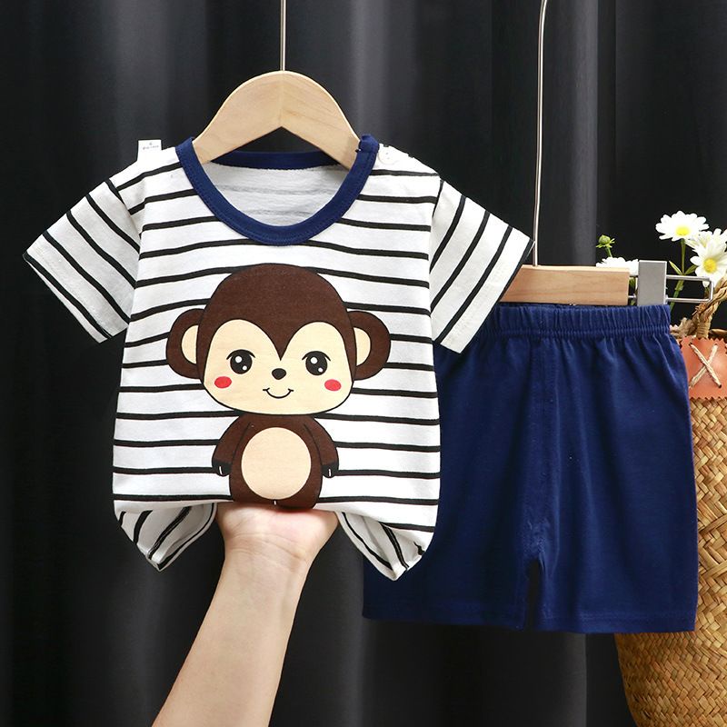 Setelan baju celana bayi laki laki newborn motif karakter / baju tidur anak bayi bahan katun adem