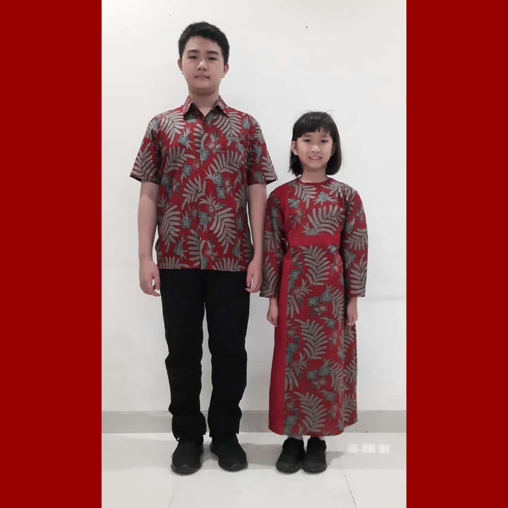 ATHIRA MERAH BATIK COUPLE KELUARGA PASANGAN MODERN JUMBO PREMIUM SARIMBIT AYAH IBU ANAK DRESS GAMIS