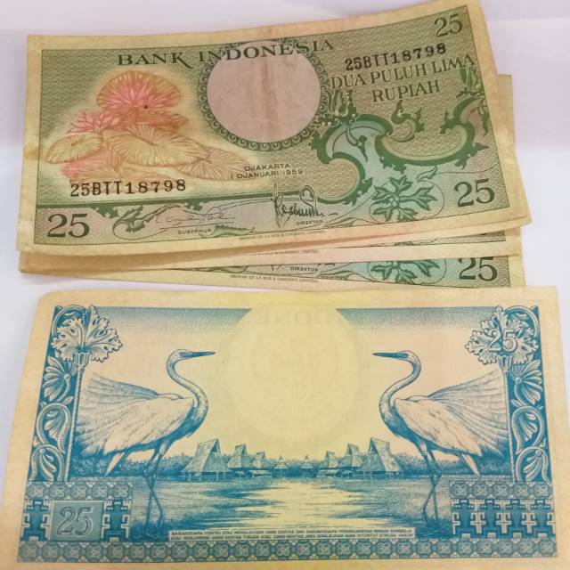 Uang kuno 25rupiah tahun 1959