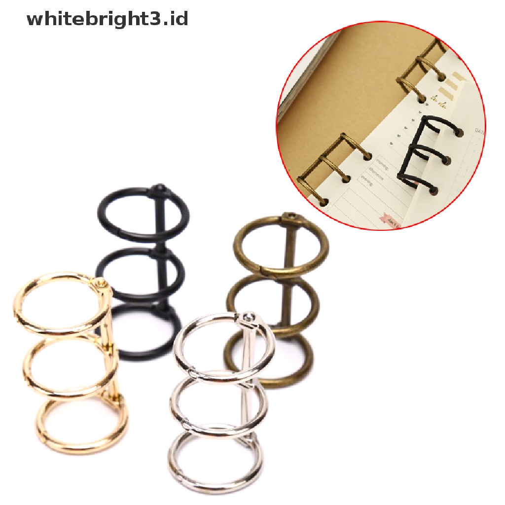 (whitebright3.id) 2pcs Ring Binder 3 Ring Bahan Metal Untuk Membuat Album / Scrapbook DIY