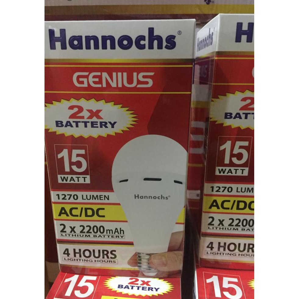 Lampu Led Emergency Genius Hannochs 15 Watt + Fitting Dengan 2 Baterai Promo
