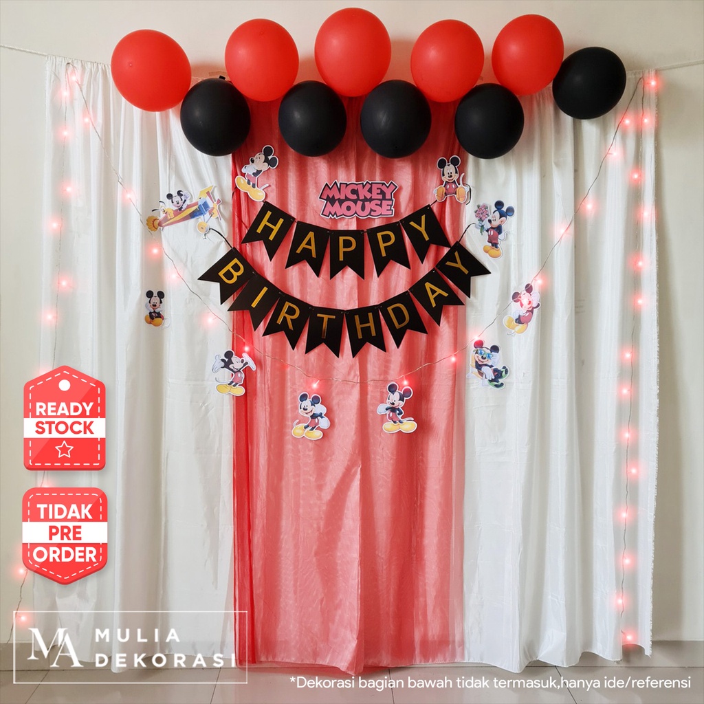 Dekorasi Backdrop Ulang Tahun Pesta Anak Tema Mickey Mouse