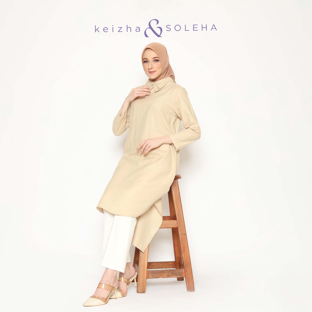 KEIZHA &amp; SOLEHA Double Dress Midi - Gaun Gamis Kemeja Panjang Terusan