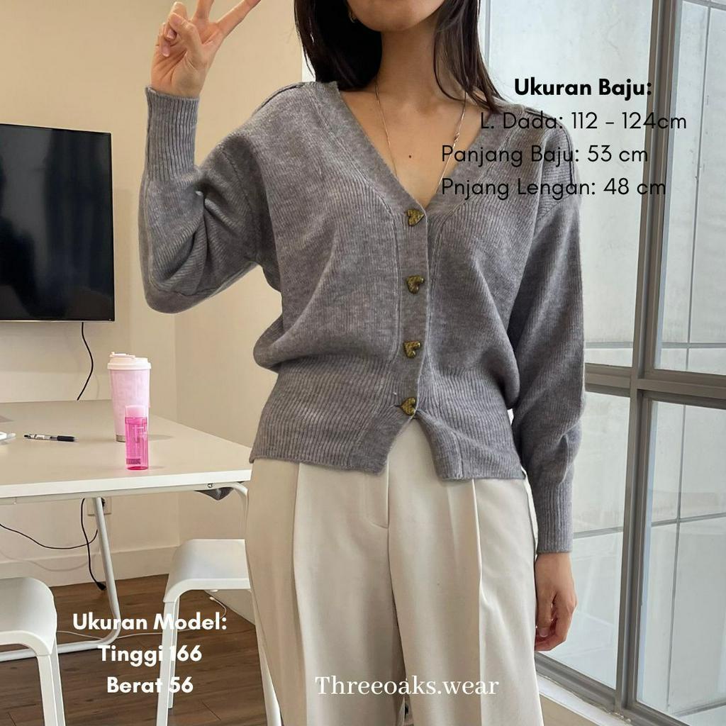 LOTUS CARDIGAN - Kardigan rajut Impor Premium Kancing Hati Love Korean Style