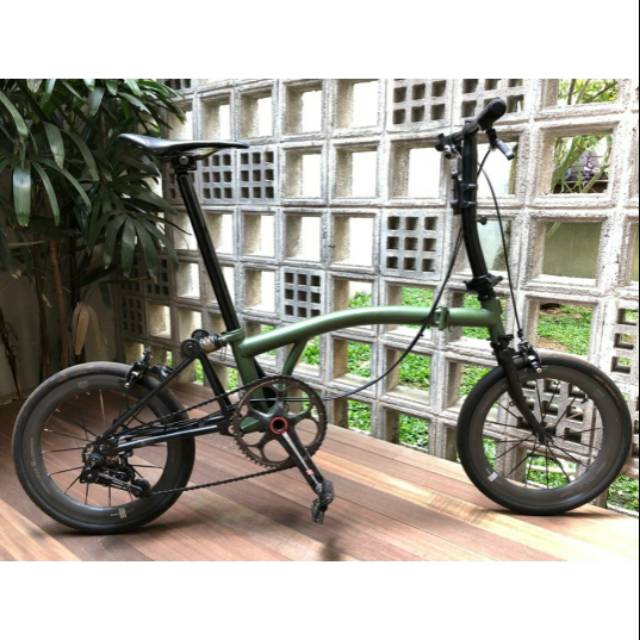 Sepeda Lipat Brompton Custom Army Green