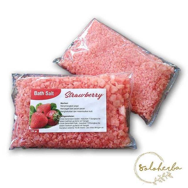 Bath Salt Strawberry Vit.E 100gr | Garam Kaki Mandi Spa Stroberi