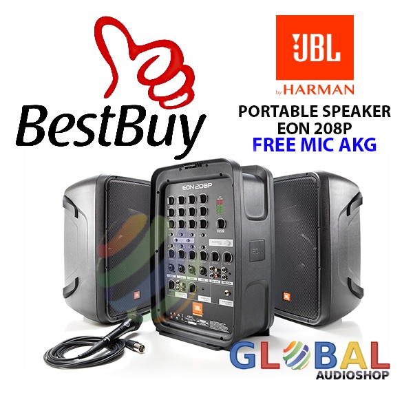 JBL EON 208P Speaker Aktif 208 P EON208 2 Way Free Mic AKG Original