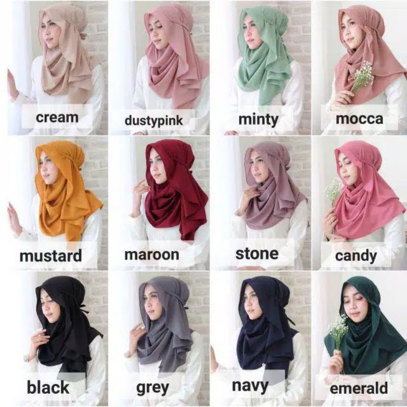 ELZIE HIJAB | HIJAB ALUNA PASHMINA INSTAN TALI | HIJAB DIAMOND