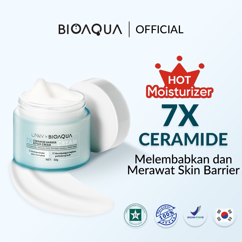 BIOAQUA 7X Ceramide Skin Barrier Repair Moisturizer Cream 50g Pelembab Wajah Cream Pemutih Wajah Day Cream Night Cream Moisturizer Gel