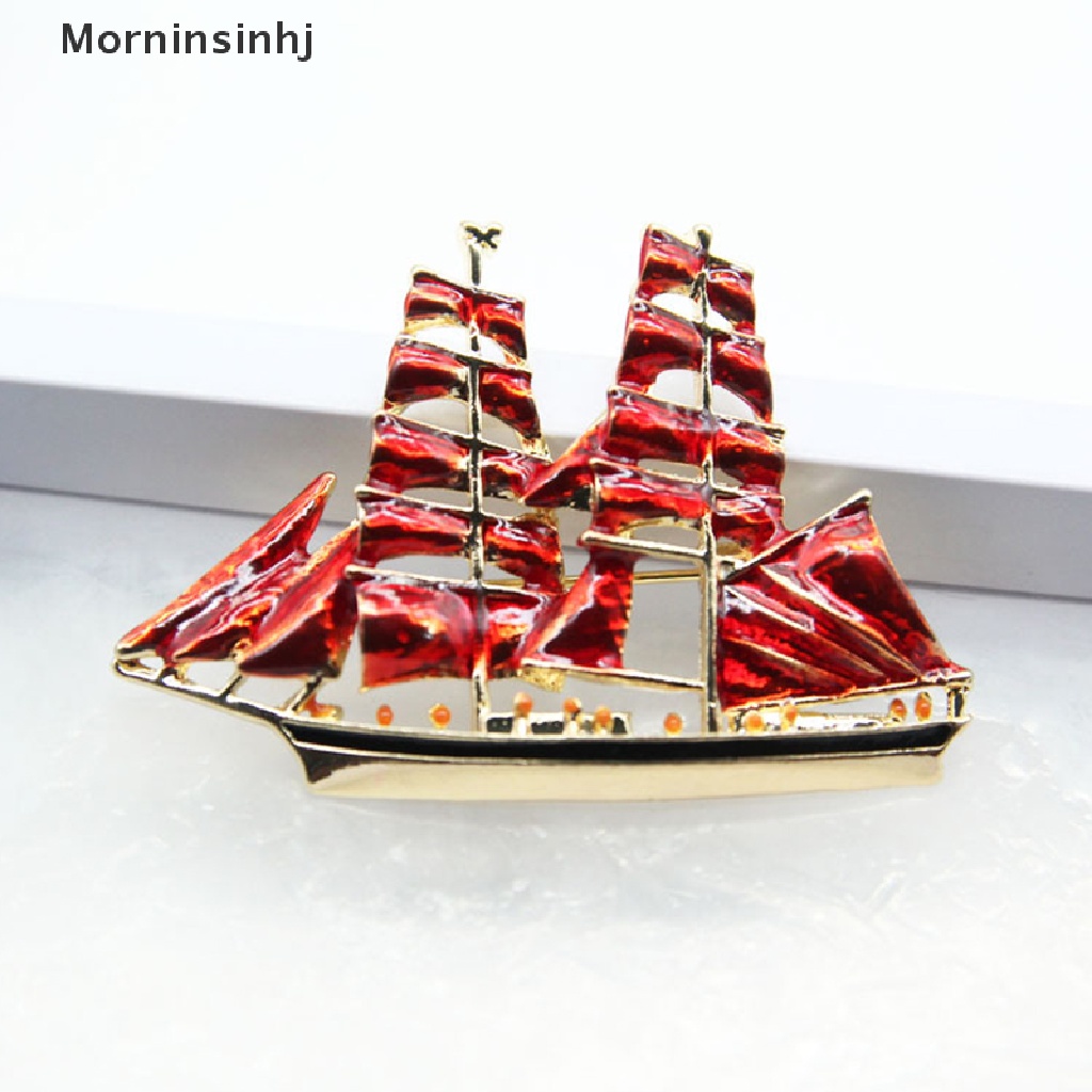 Mornin Fashion Kristal Enamel Vintage Perahu Pin Bros Kerah Lapel Lencana Perhiasan Hadiah id