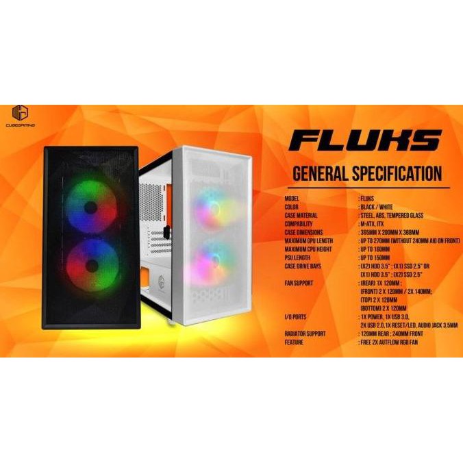 Jual Casing Pc Cube Gaming Fluks White - Matx / Casing Gaming ...