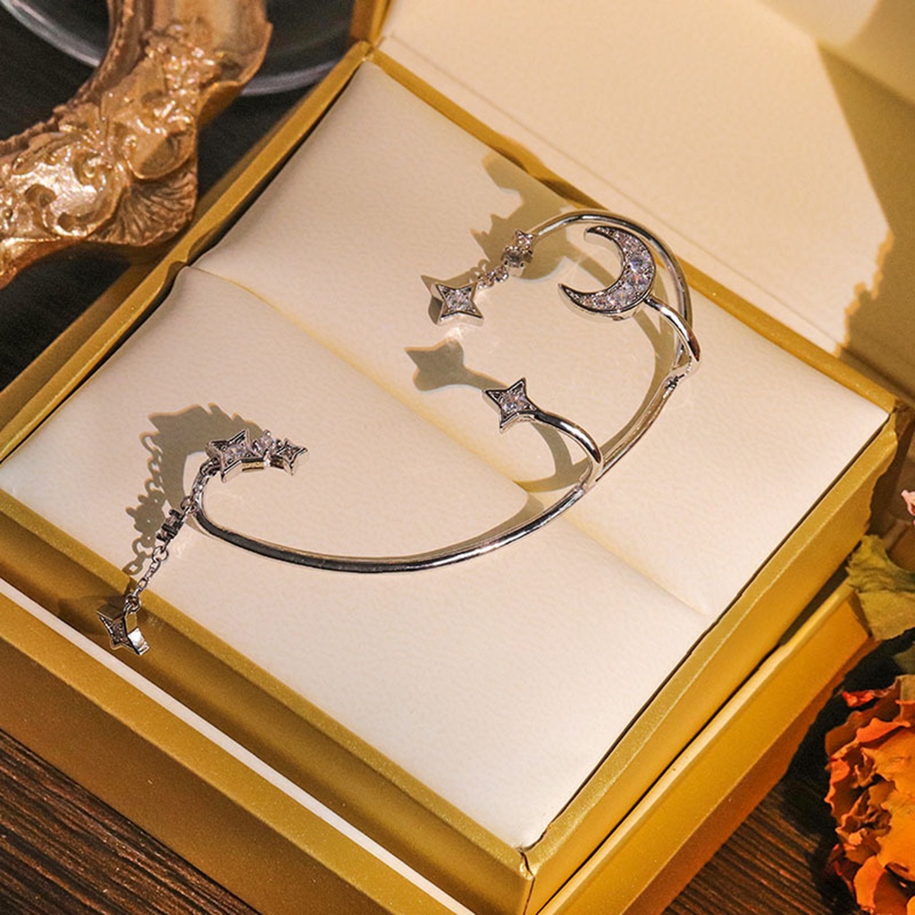 Hu Hu Hu Hu Hu Alat Bantu Pasang Kacamata♡ 1pc Anting Tusuk Gantung Bahan Alloy Desain Bulanbintang Electroplating Untuk Wanita