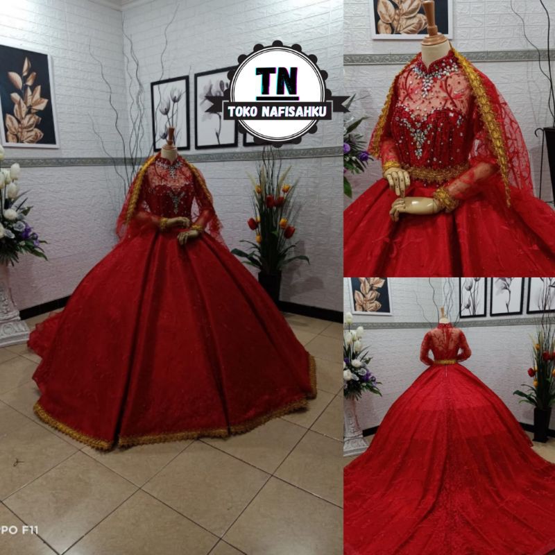 GAUN PENGANTIN MODERN | GAUN PENGANTIN MUSLIM | BAJU PENGANTIN INDIA |DRESS PENGANTIN TOKO NAFISAHKU