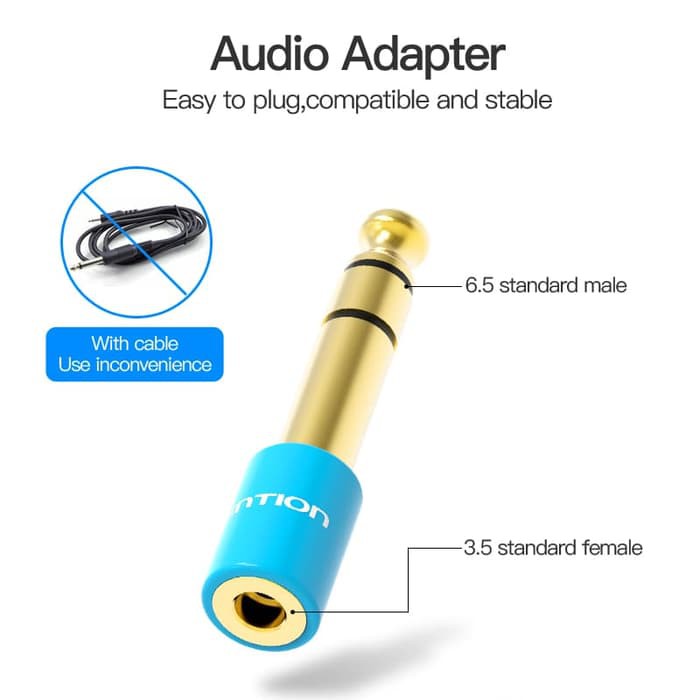 Vention S01 converter Jack 3.5mm to 6.5mm headphone kecil ke besar