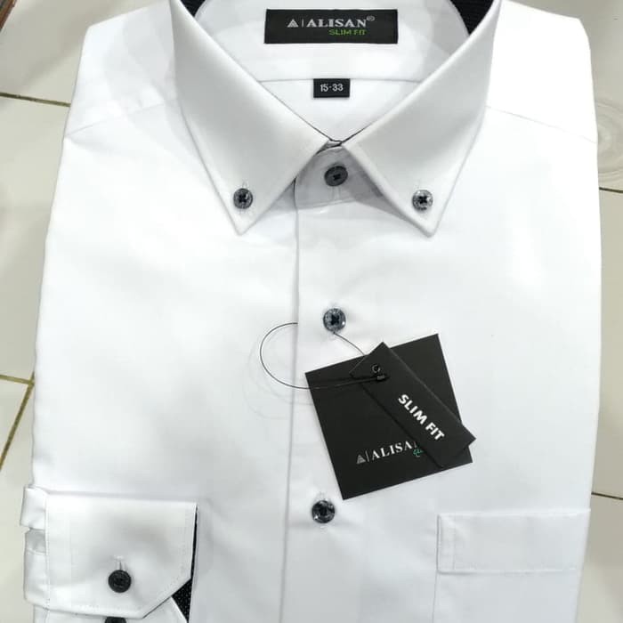 kemeja ALISAN putih panjang Kombinasi Slim fit - Putih M