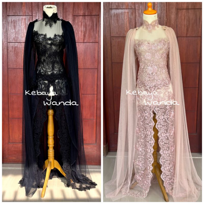 Kebaya Akad Ekor Sayap Pundak / Gaun Pengantin / Kebaya Besan / Modern