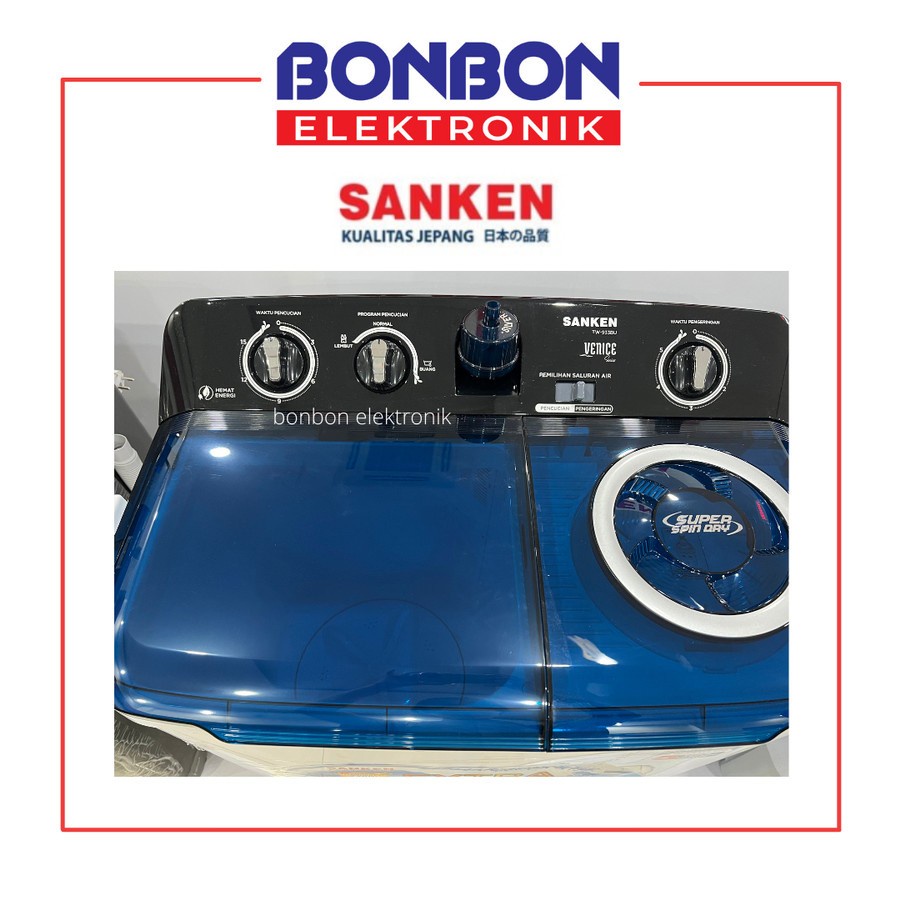 Sanken Mesin Cuci 2 Tabung 8.5KG TW-933BU / TW933BU / TW 933 BU