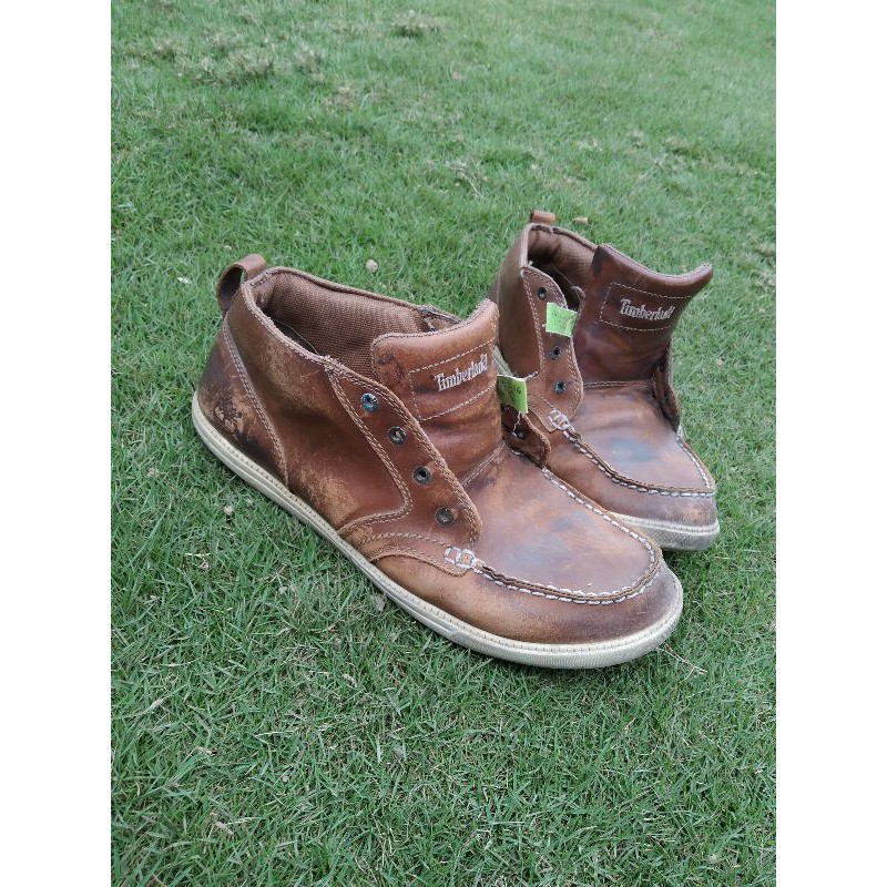 sepatu bots timberland original second leather kulit asli