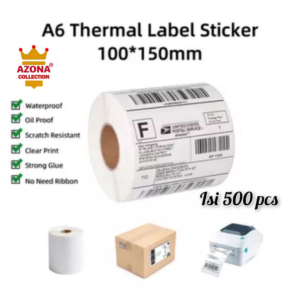 

Trijaya . Kertas lebel sticker thermal barcode 100 x 150 mm kertas isi 500 pcs