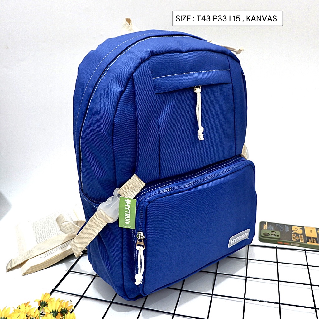 (DISKON BISA COD) RANSEL TAS PUNGGUNG GESPER MOTIF POLOS WARNA GESPER BackPack CANVAS SEKOLAH/Kuliah