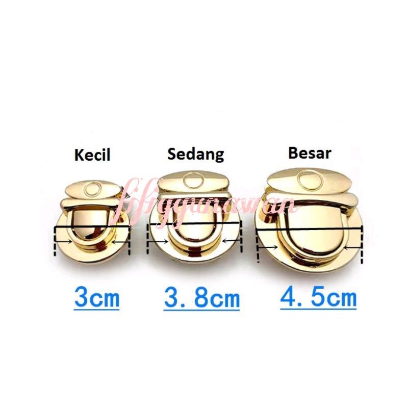 Kunci sodok tas BULAT premium quality - Kunci Sodok / Slop kunci tas / Buckle tas - kunci tutup tas