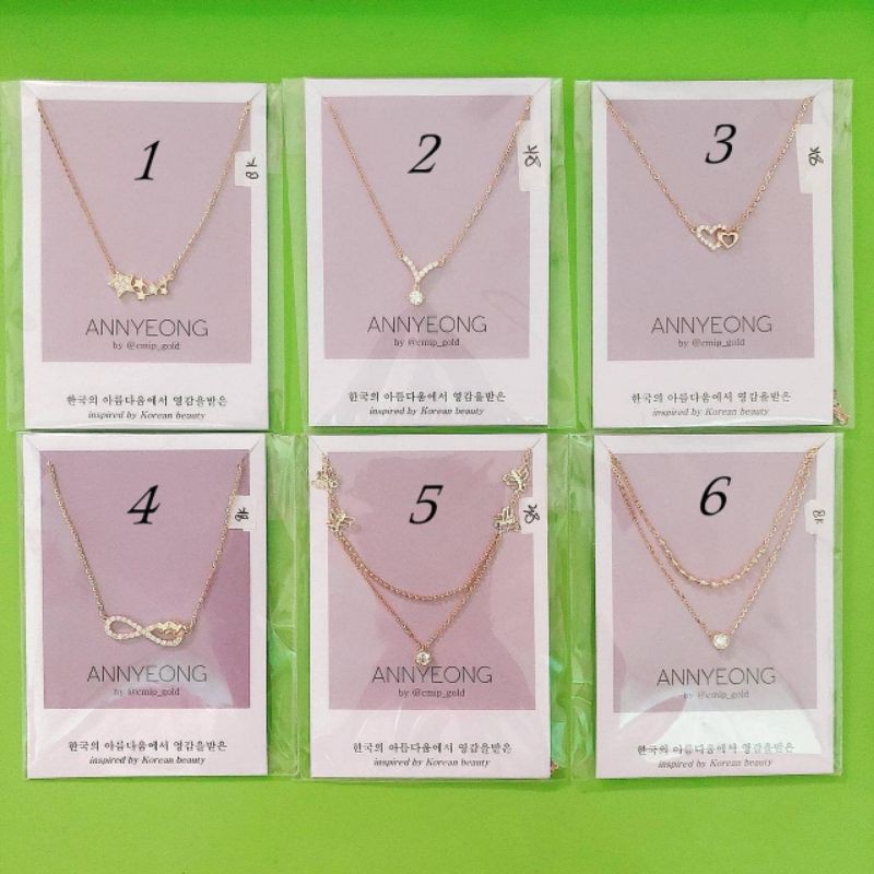 Kalung annyeong variasi mata star, love, infinity, kupu double layer CMIP kadar 375 8K