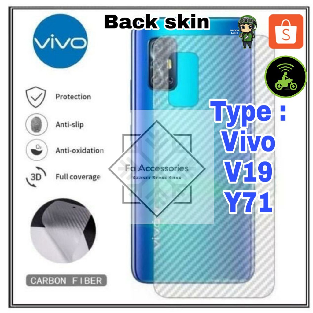 Skin Carbon Vivo V19 y71 Y51 Y51A Y53S a 2020 Skin Carbon antigores belakang back skin carbon