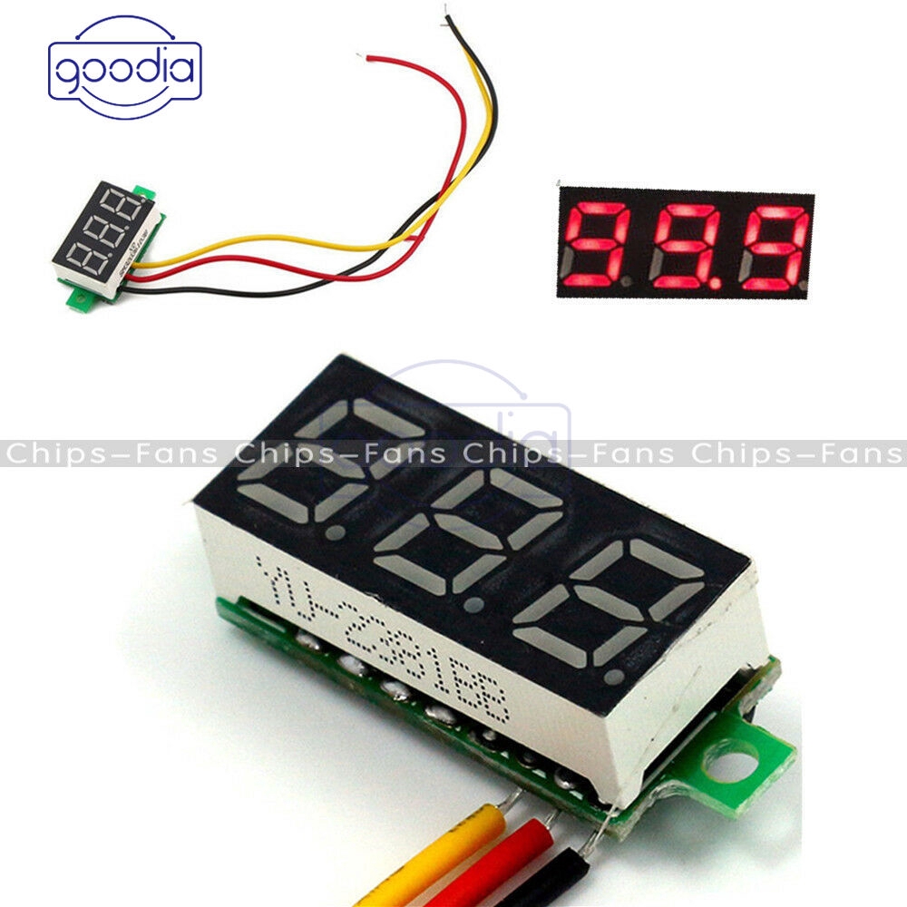 0.28 &quot; 2/3 Wire Display Led Digital Voltmeter Pengukur Tegangan Panel Meter