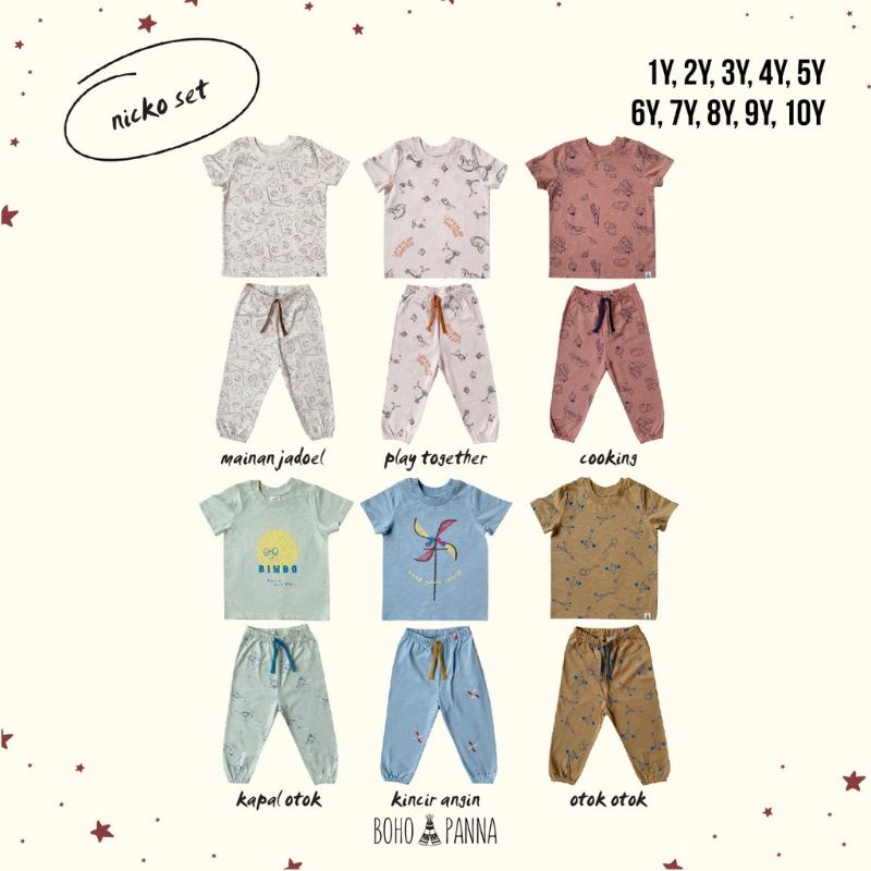 BohoBaby NICKO SET 6-10y / Bohopanna Boho Setelan Pendek-Panjang Anak UNISEX Laki Perempuan