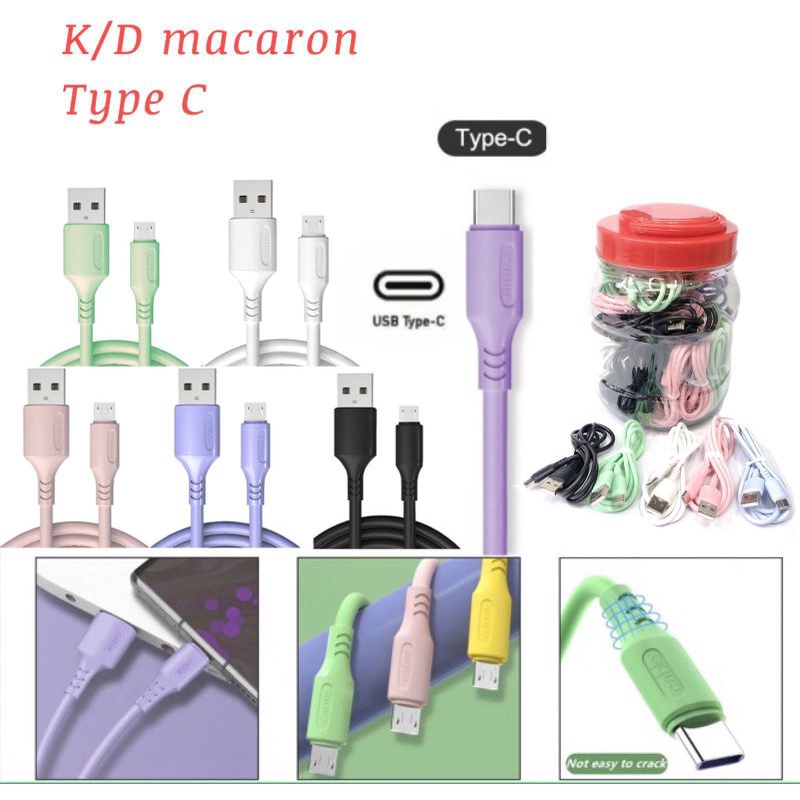 Kabel USB Data Macaron Type C Fast Charging Kualitas Bagus