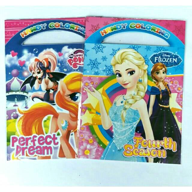 Buku Mewarnai Jumbo 30x20cm Karakter Anak Cewe Frozen Pony HK dll