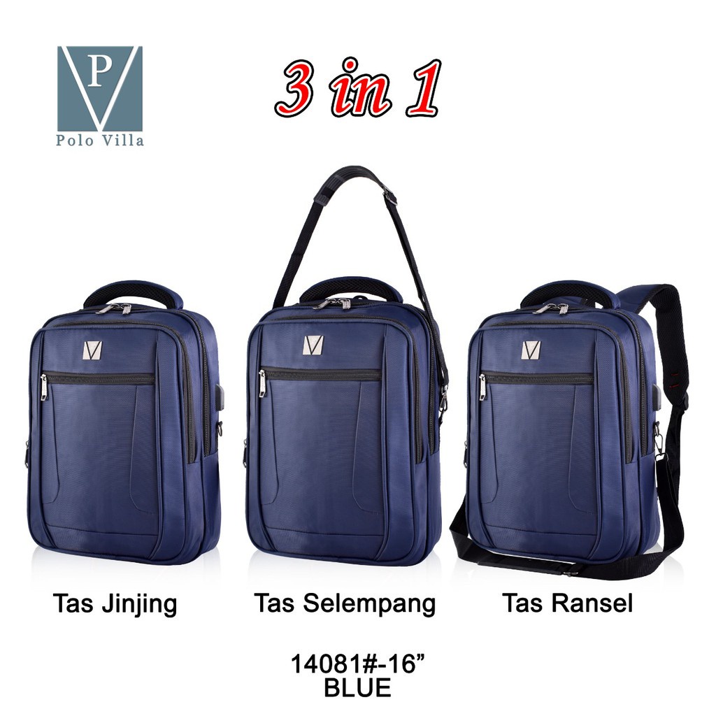 (TSI) Tas Sekolah Polo Villa 14081 Ransel Tas Pria Backpack (Free USB Extension+Rain Cover)