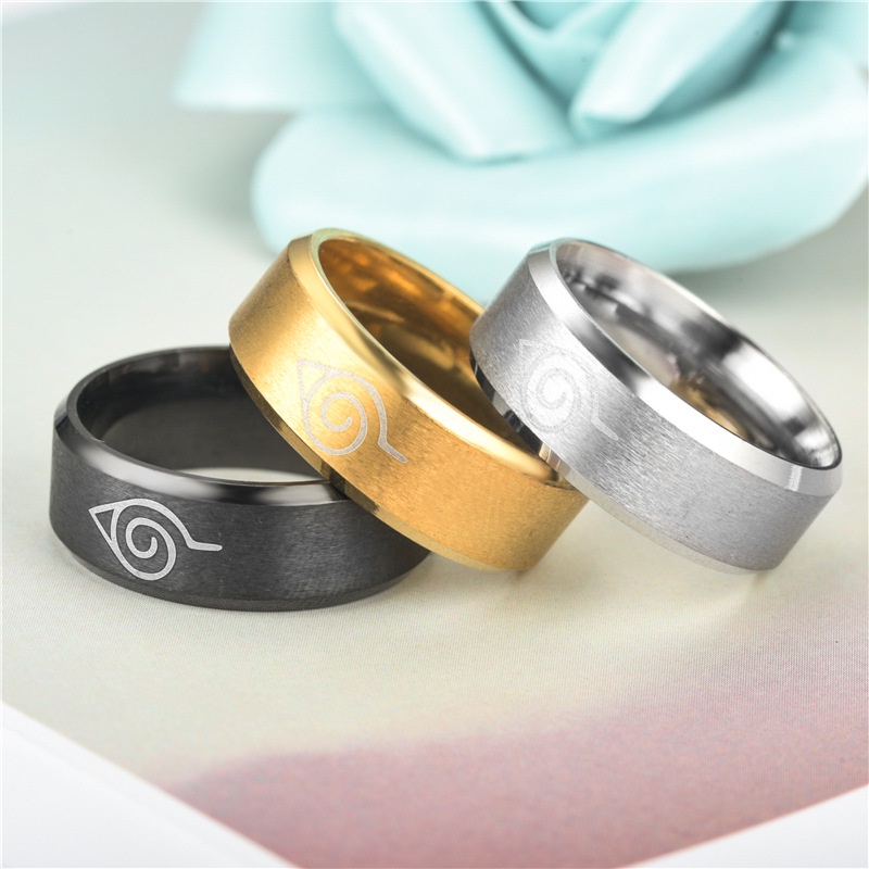 Cincin Naruto Periferal Anime / Cincin Baja Titanium 316L Pria dan Wanita / Cincin Kasual / Cincin