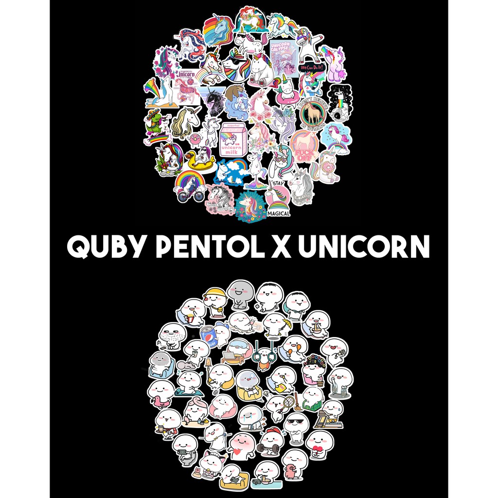 

40Pcs STICKER QUBY X UNICORN Stiker Cute Waterproof