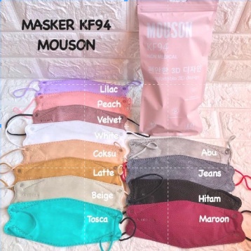 MASKER KF94 MOUSON / KF94 PUTIH ABU JEANS VELVET HITAM COKSU