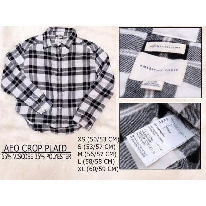 Baju Branded Wanita - American Eagle Crop Plaid J445