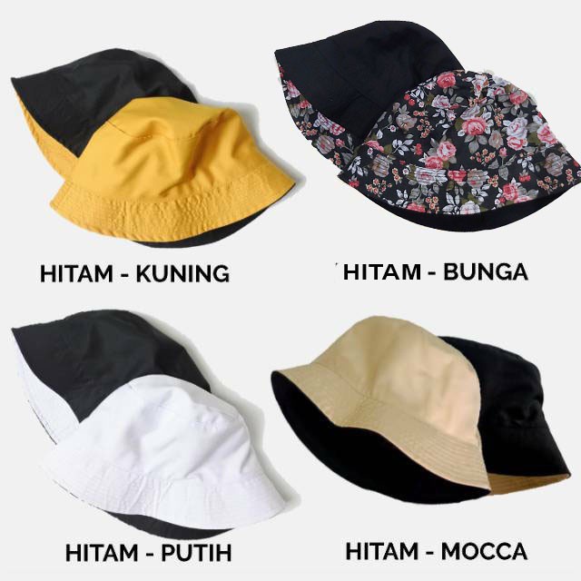 Topi Bucket Premium Polos Two Tone Dua Warna Murah