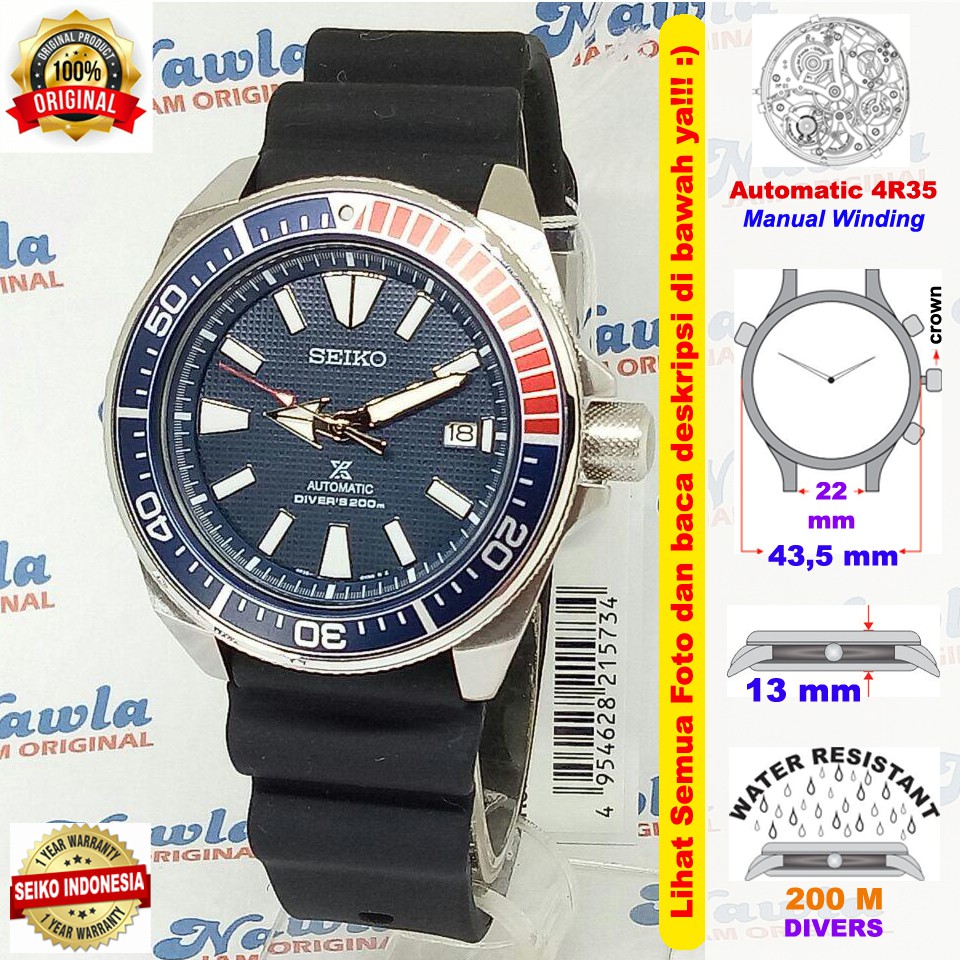 Seiko Prospex SRPB53K1 Samurai Pepsi Bezel - Jam Tangan Pria SRPB53