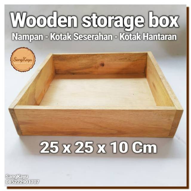 Wooden storage box 25x25x10Cm Nampan kotak seserahan kayu hantaran