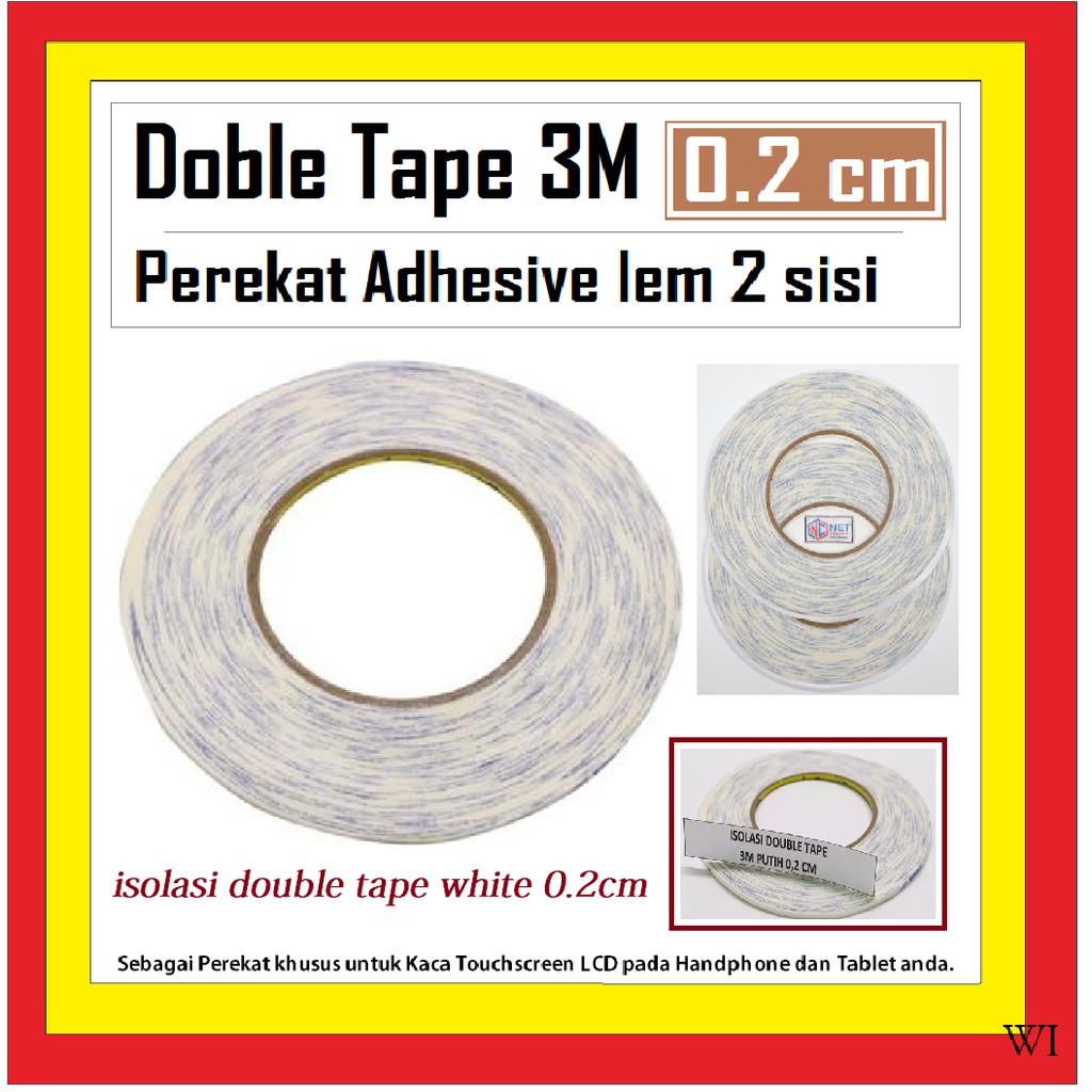 

TOOL DOUBLE TAPE SIDE DOBLE TIP SOLASI 2 SISI SOLATIP 3M 0.2CM WHITE 910905