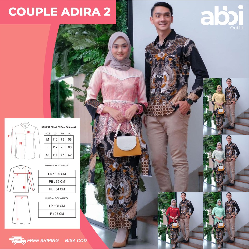 Jual Murah Batik Couple Kebaya Tunangan Adira 2 Lamaran Wisuda Nikahan Kondangan Wanita Modern G01d8w5T7KDamKE