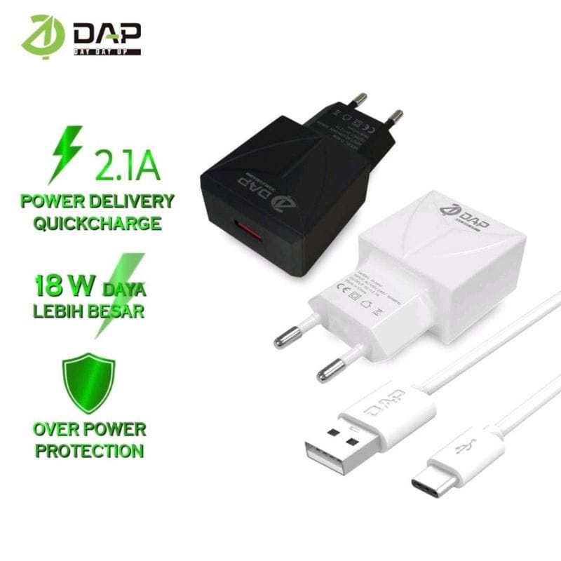 Charger DAP D-A8T 1USB 2.1A TYPE-C Casan DAP D-A8T TYPE C 2.1A USB TIPE C ORIGINAL