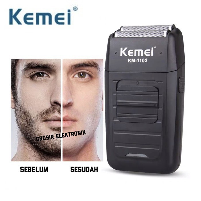 Kemei KM 1102 Alat Cukur Rambut Botak Kumis Jenggot Elektrik Rata Kulit Mesin Cukuran Shaver KM-1102