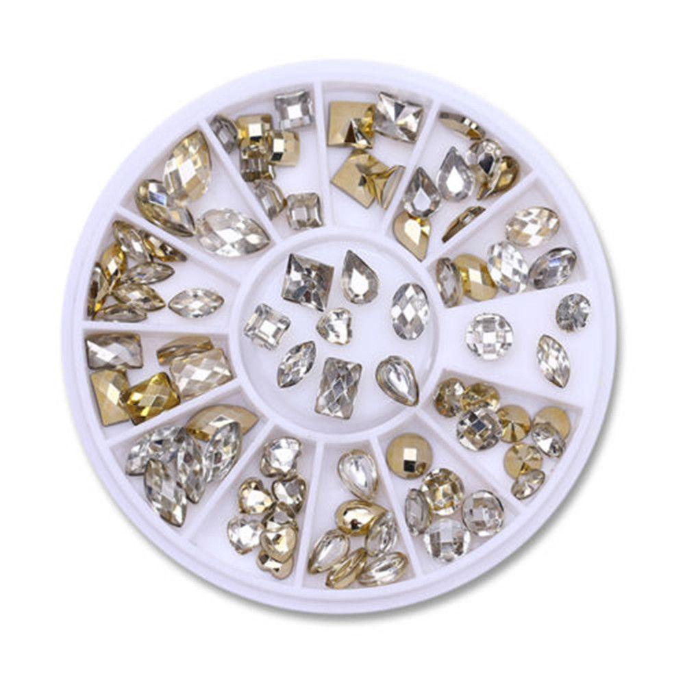 Wonder Nails Rhinestones Glitter Baru Kristal Emas Manikur Dekorasi